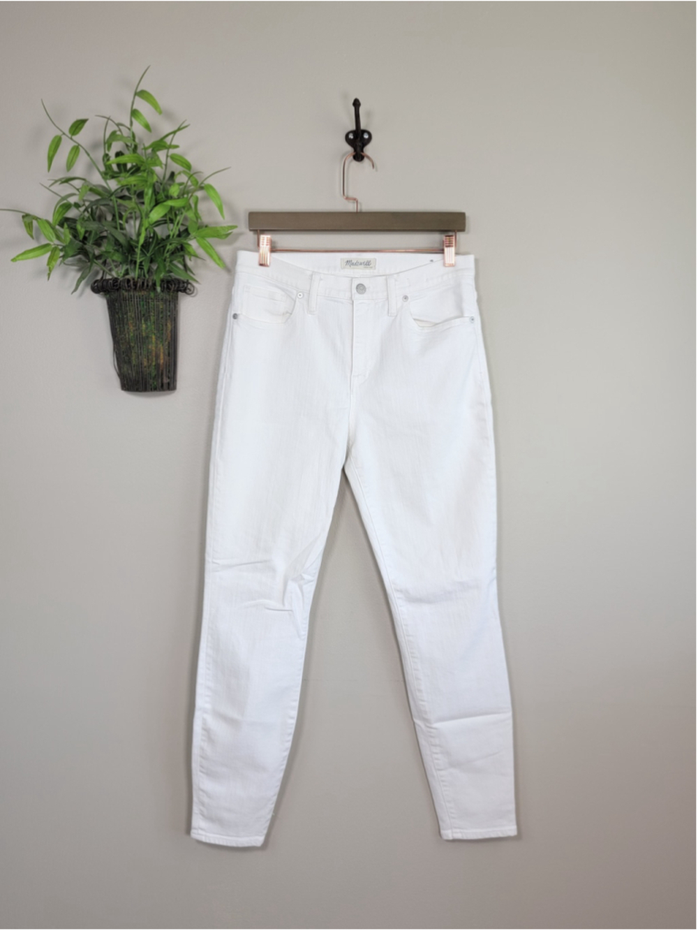 Madewell 30 High Riser Skinny Jeans White Wash Super Stretch Preppy